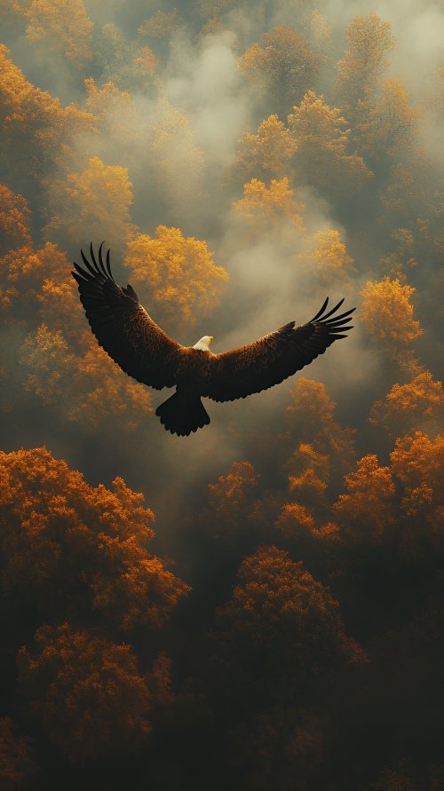 Eagle Over Autumn Forest - Related OpersCraft wallpaper