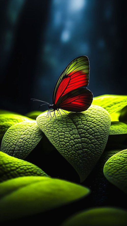 Red Butterfly on Leaf - Related Darkify wallpaper