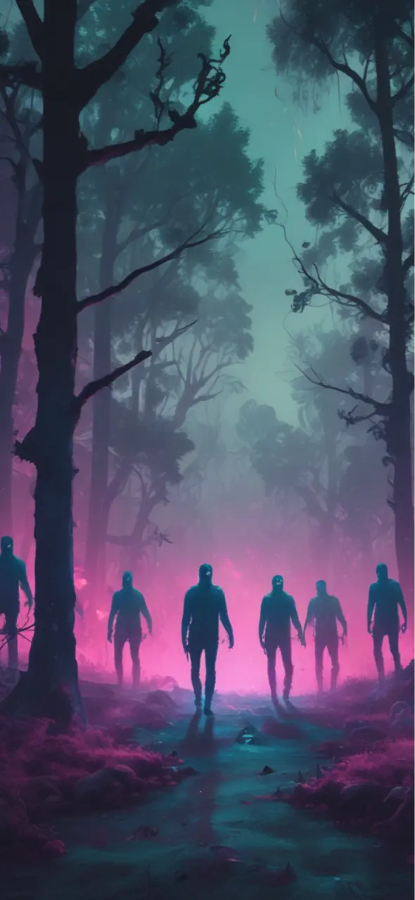 Eerie Forest Walkers - horror Wallpaper