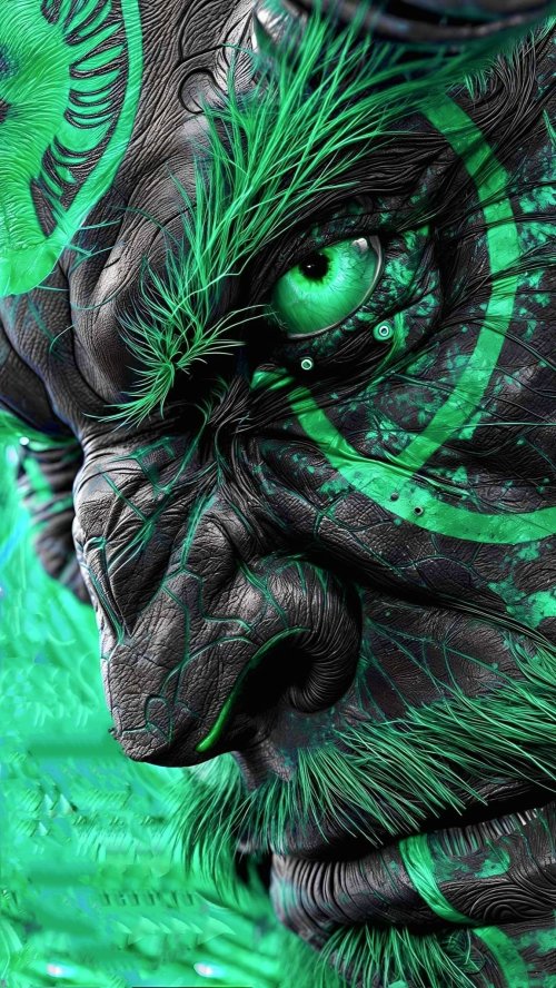 Emerald Cybernetic Gorilla Portrait - animals Wallpaper