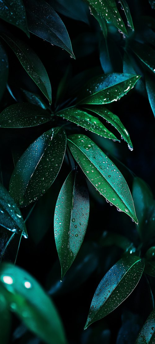 Emerald Raindrop Leaves