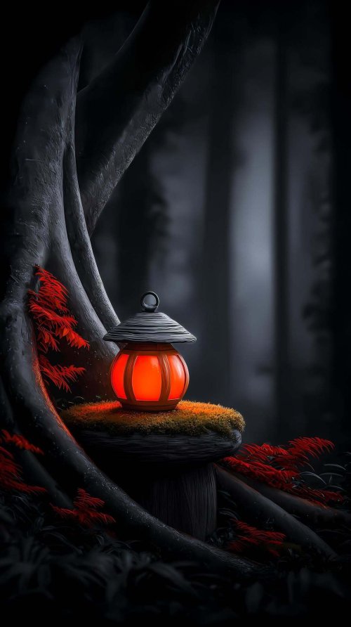 Enchanted Forest Lantern - vintage Wallpaper