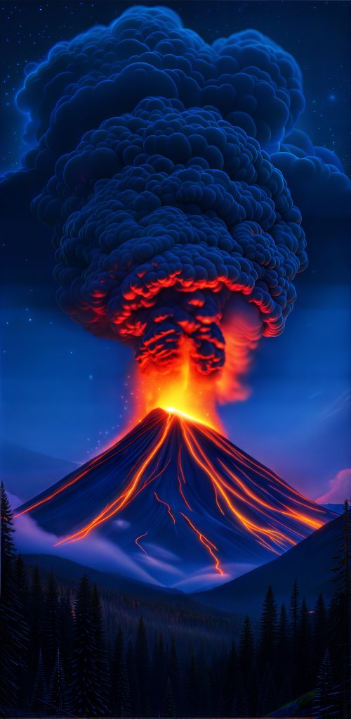 Erupting Volcano Nightscape - Related OpersCraft wallpaper