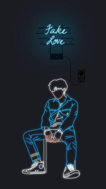 Fake Love Neon Outline - Related OpersCraft wallpaper