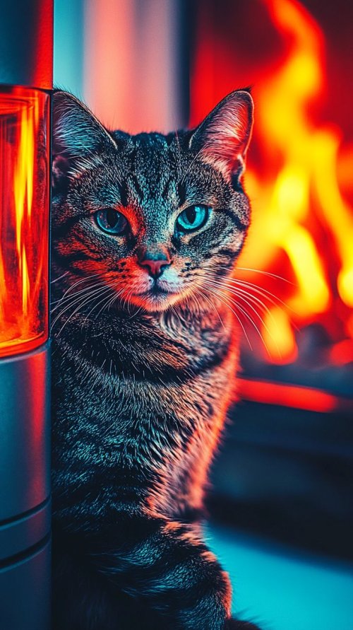 Fiery Feline Portrait - dope Wallpaper