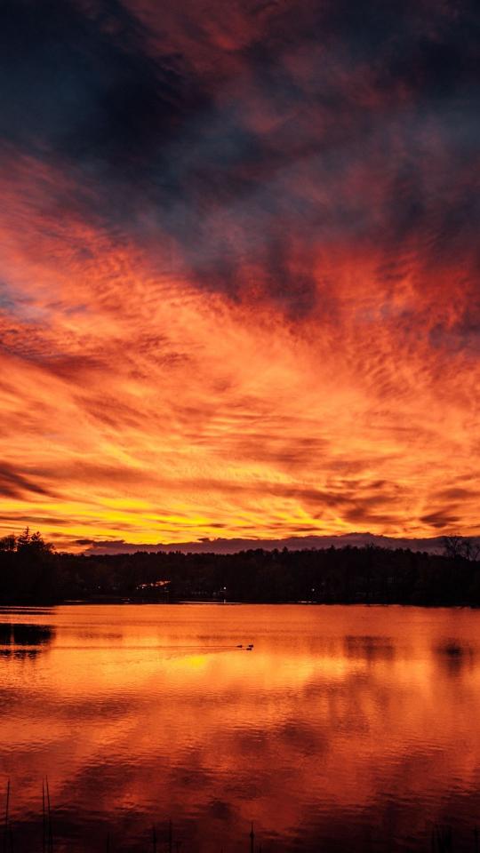 Fiery Lake Sunset