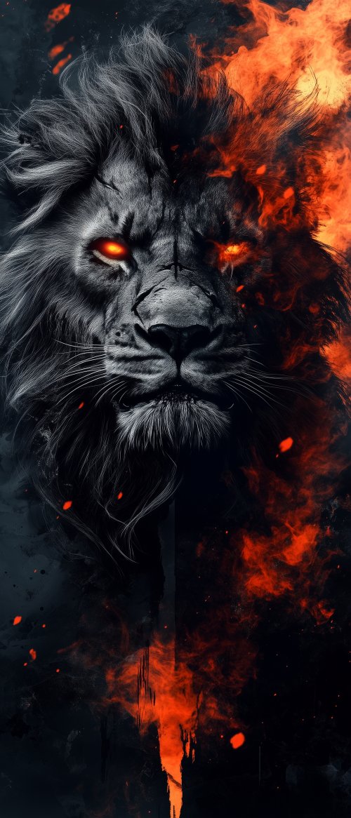Fiery Lion Portrait
