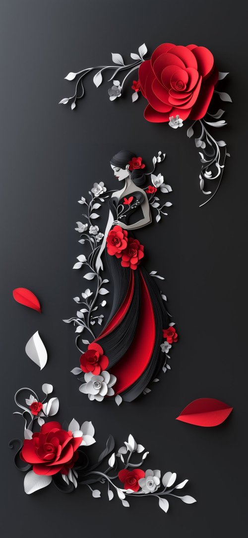 Floral Papercut Lady - Related StockWalls wallpaper