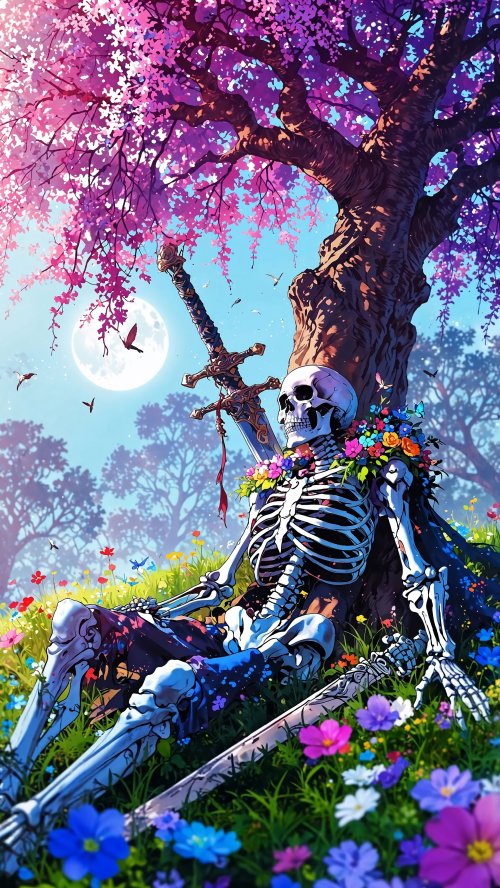 Floral Skeleton Under Tree - Related OpersCraft wallpaper