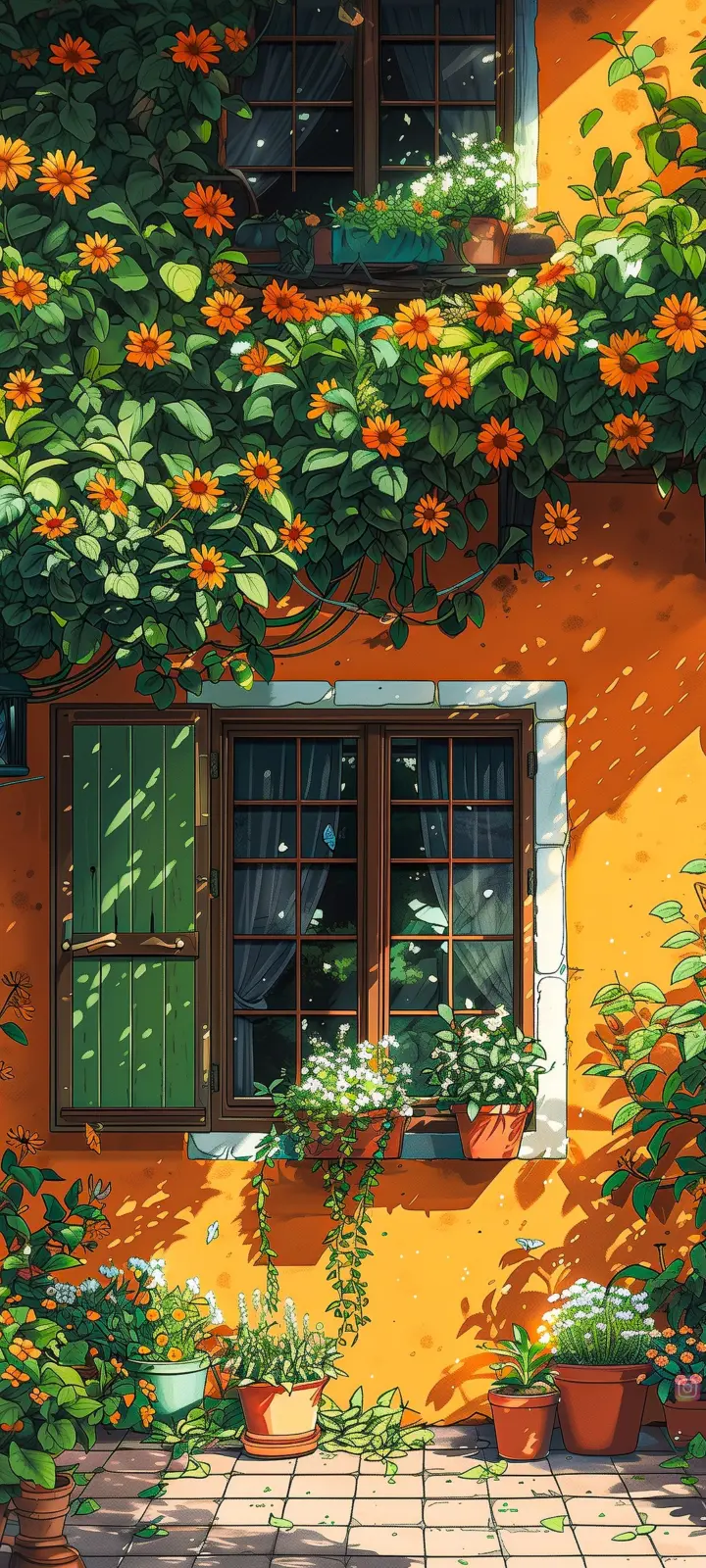Floral Window Garden - floral Wallpaper