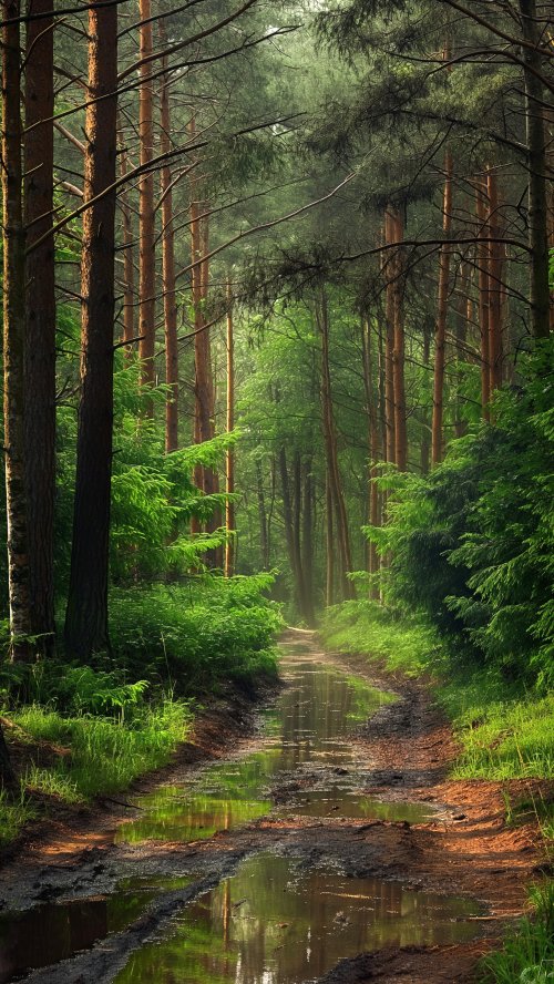 Forest Path Reflection - Related Darkify wallpaper
