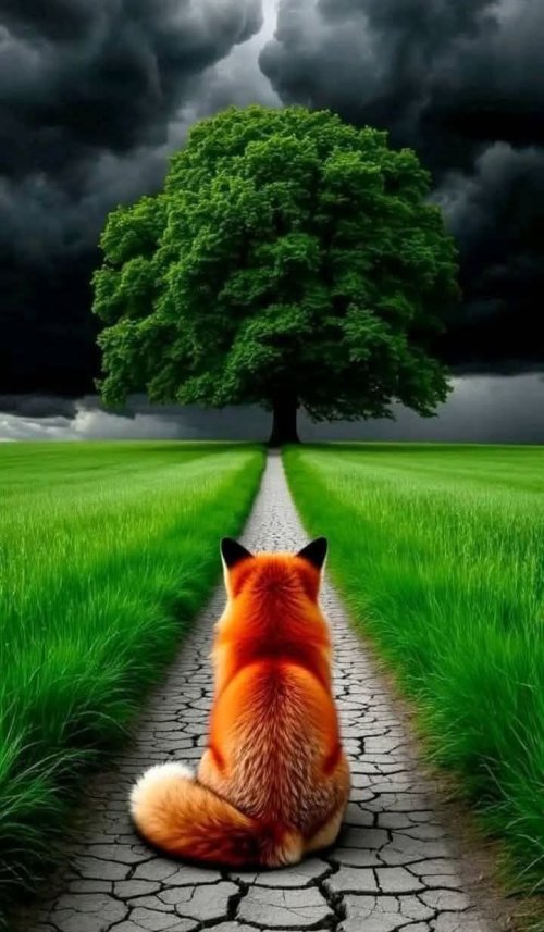 Fox Under Stormy Sky - Related Darkify wallpaper