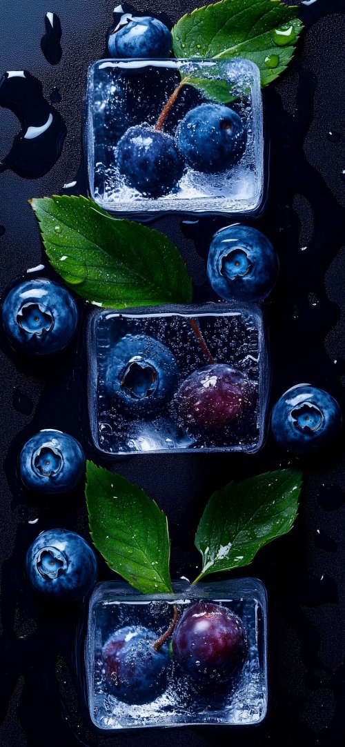 Frozen Blueberries and Leaves - Related StockWalls wallpaper