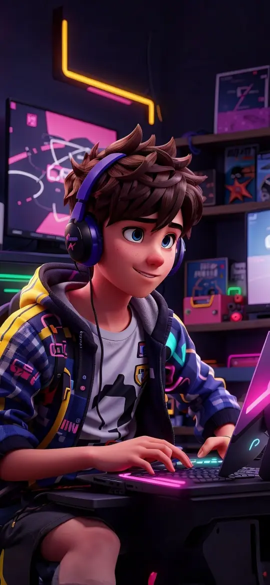 Gamer Boy Cartoon Style - cartoon Wallpaper