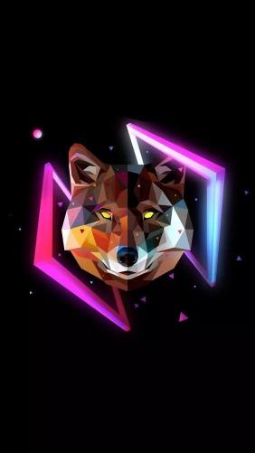 Geometric Neon Wolf - animals Wallpaper