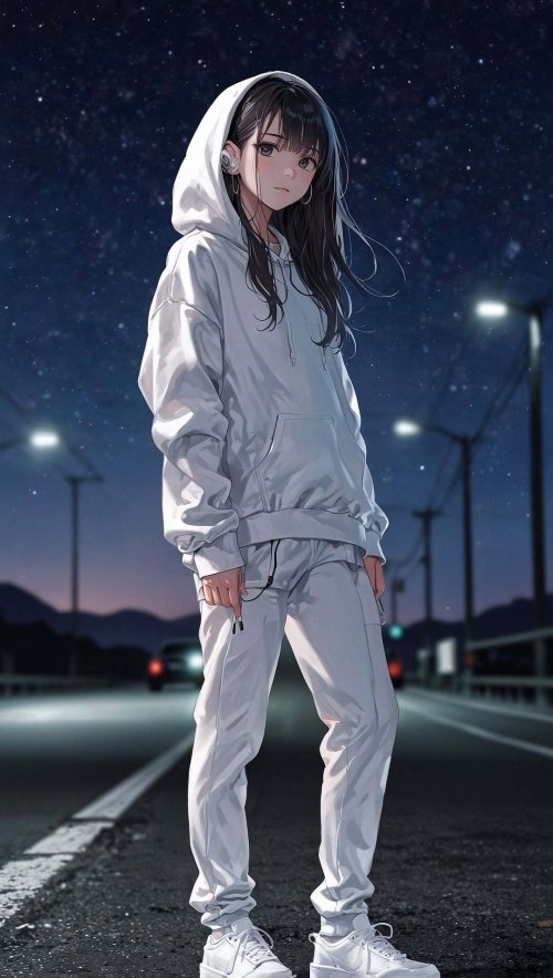 Girl Under Starry Night