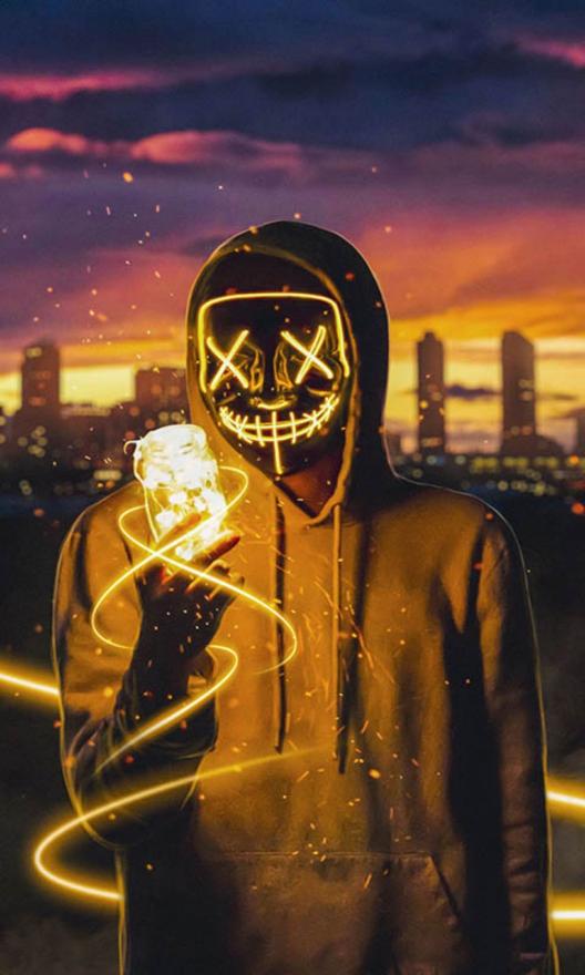 Glowing Mask Cityscape