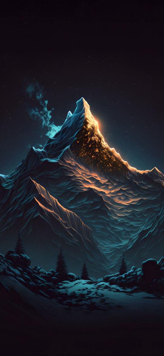 Glowing Mountain Nightscape - Related OpersCraft wallpaper