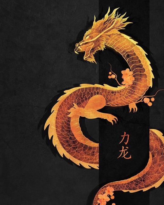 Golden Chinese Dragon Art