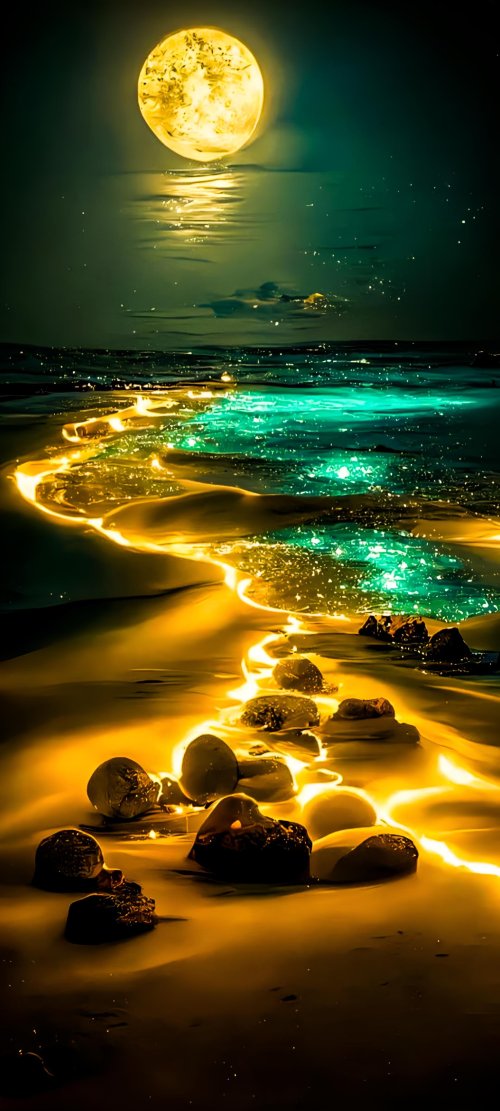 Golden Moonlit Shoreline - Related OpersCraft wallpaper
