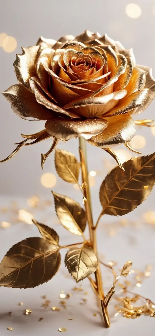Golden Rose Elegance - floral Wallpaper