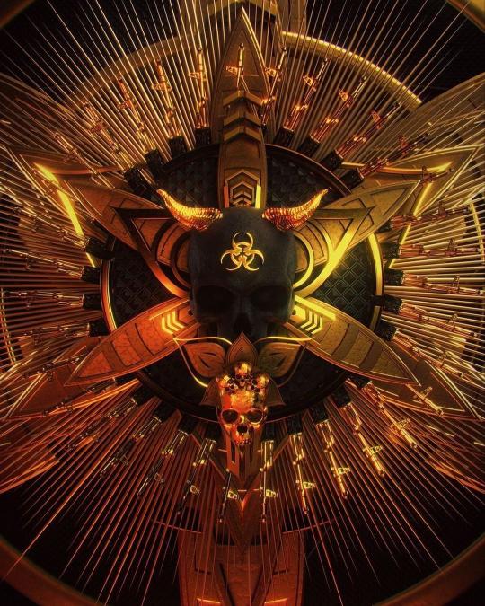Golden Skull Biohazard Art