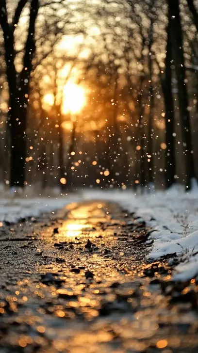 Golden Winter Forest Path - Related OpersCraft wallpaper