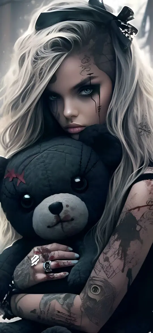 Gothic Girl and Teddy - Related StockWalls wallpaper