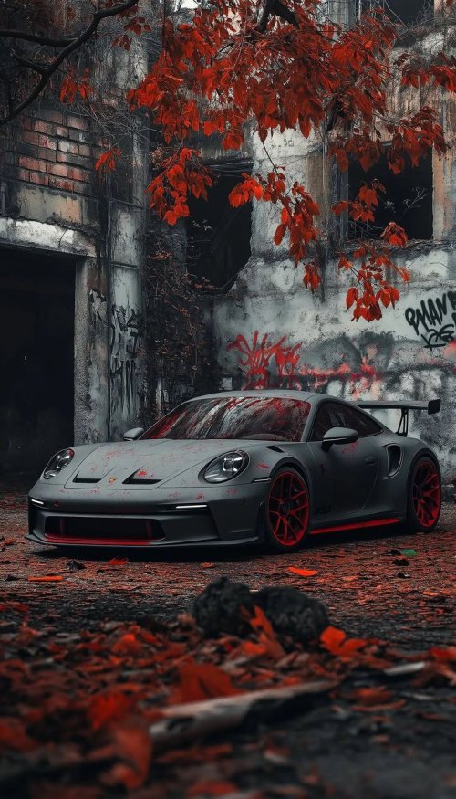 Graffiti Porsche in Ruins