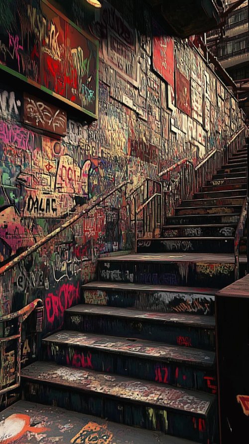 Graffiti Stairway Ascent - Related OpersCraft wallpaper