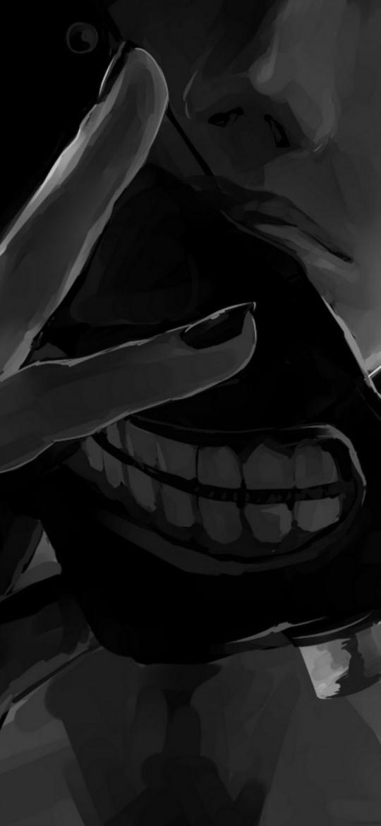 Grayscale Masked Grin - horror Wallpaper