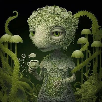 Green Alien Tea Time - Related OpersCraft wallpaper
