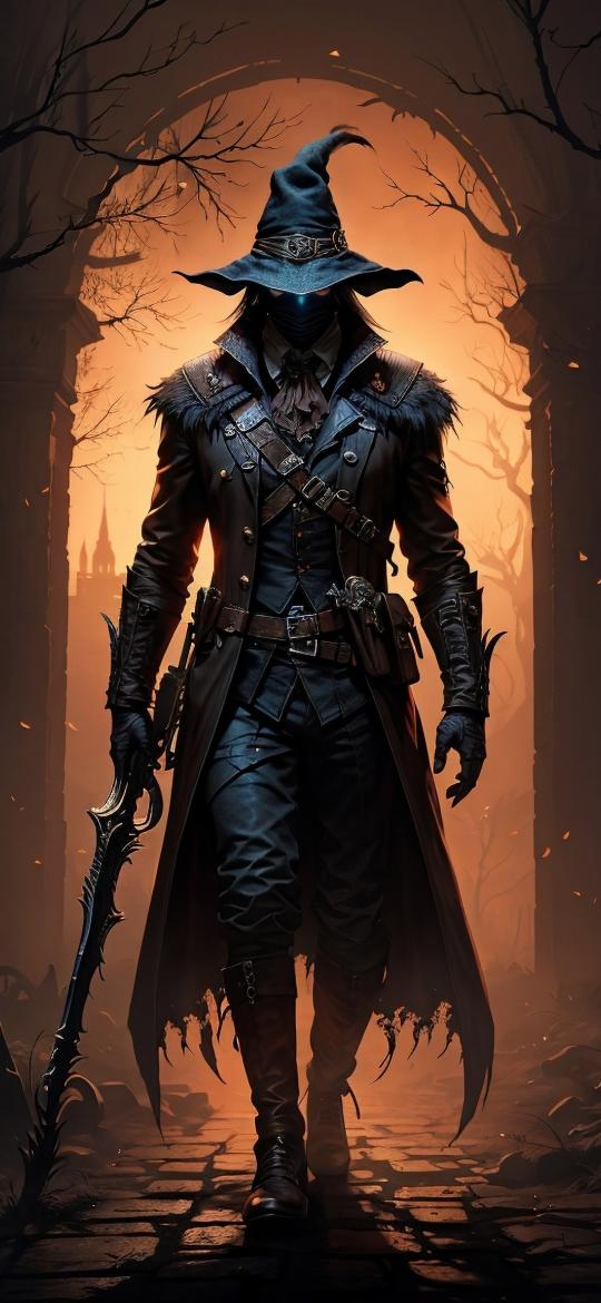 Grim Hunter in Gloom - fantasy Wallpaper