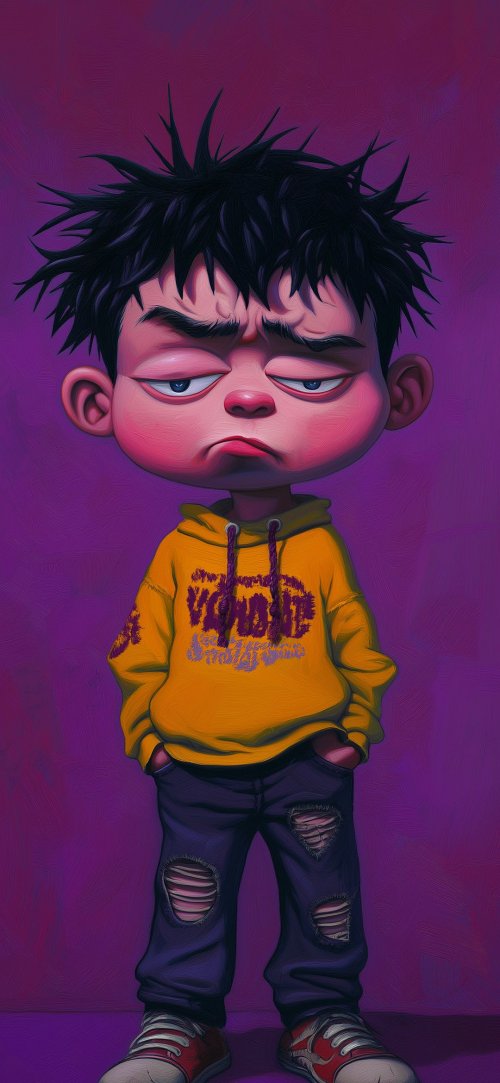 Grumpy Cartoon Boy