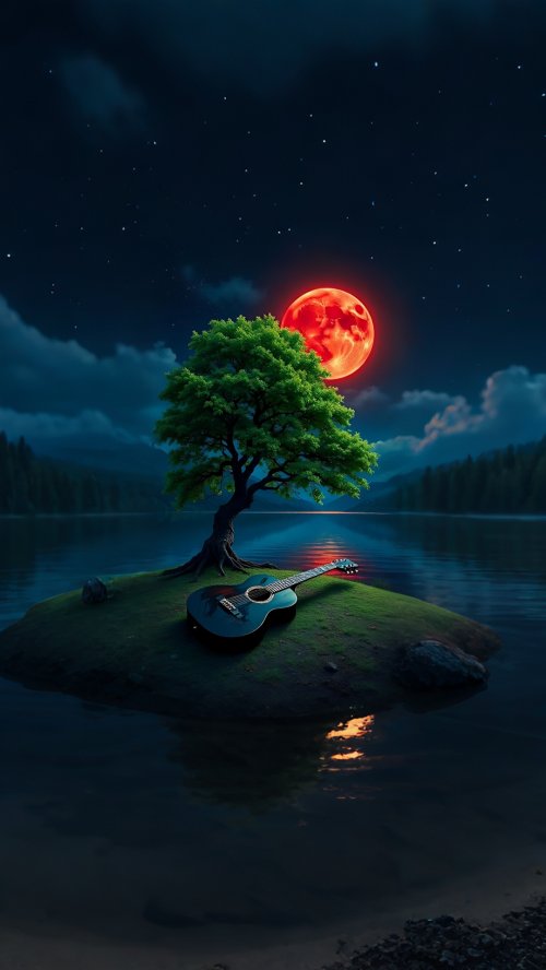 Guitar Under Red Moon - Related OpersCraft wallpaper