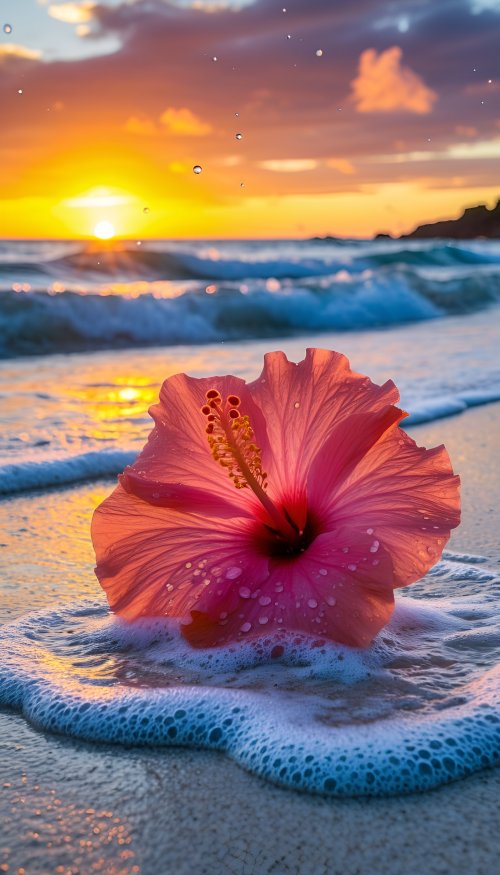 Hibiscus Beach Sunset Glow