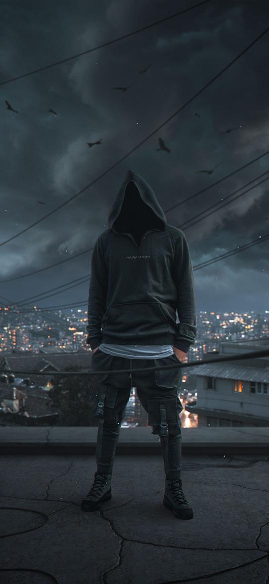 Hooded Figure Cityscape - Related OpersCraft wallpaper