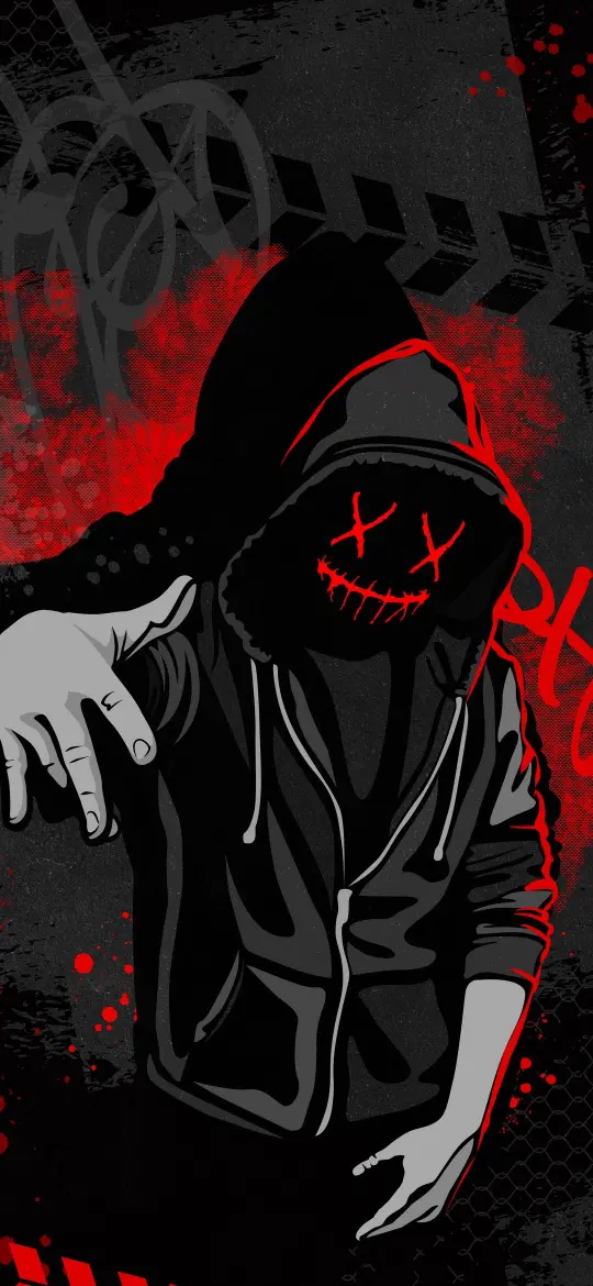 Hooded Figure Red Grin - ghetto Wallpaper