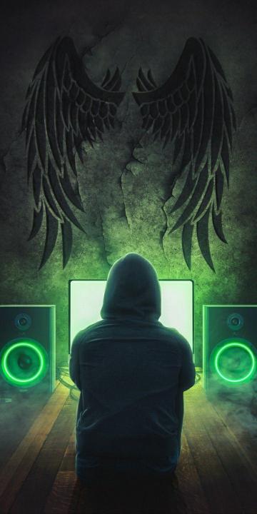 Hooded Hacker Angel Wings