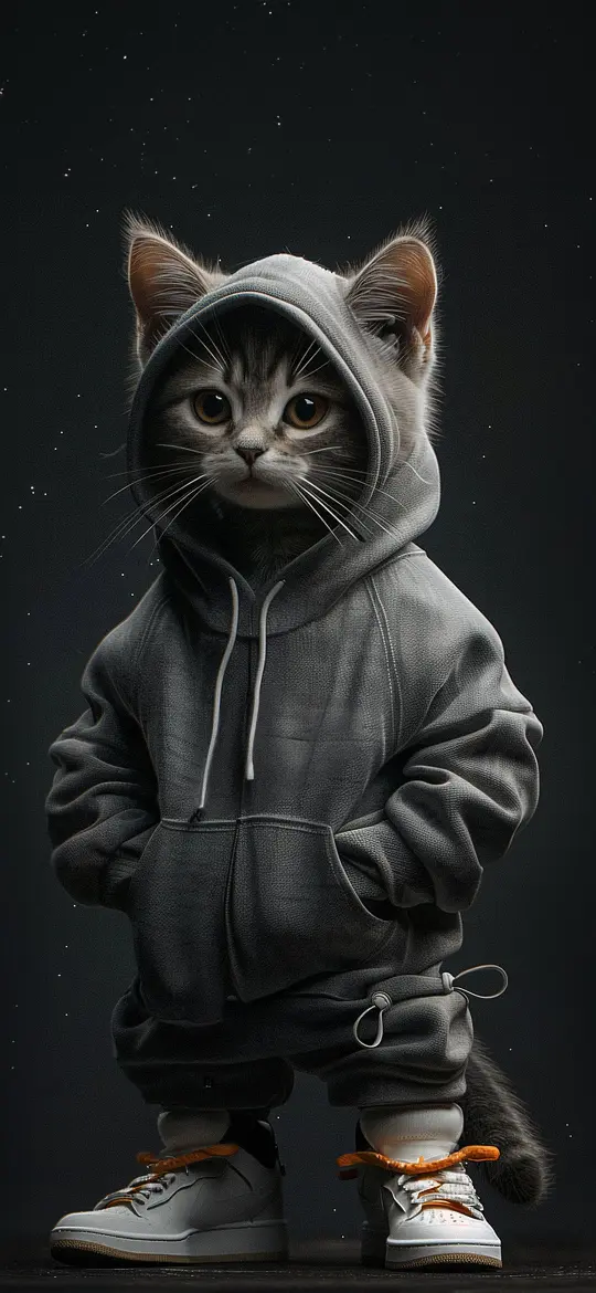 Hoodie Cat Cool - animals Wallpaper