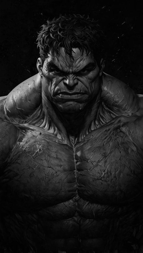 Hulk Grayscale Portrait