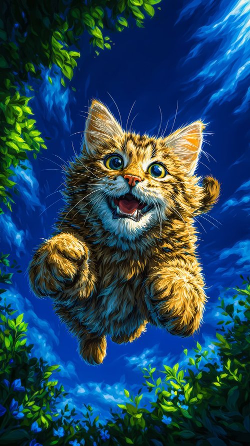 Joyful Cat Sky Dive - animals Wallpaper