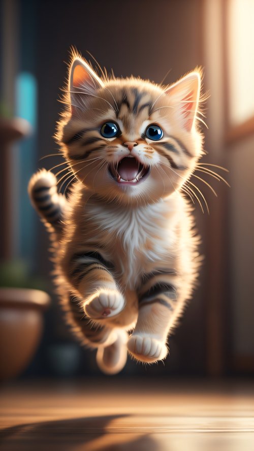 Joyful Jumping Kitten