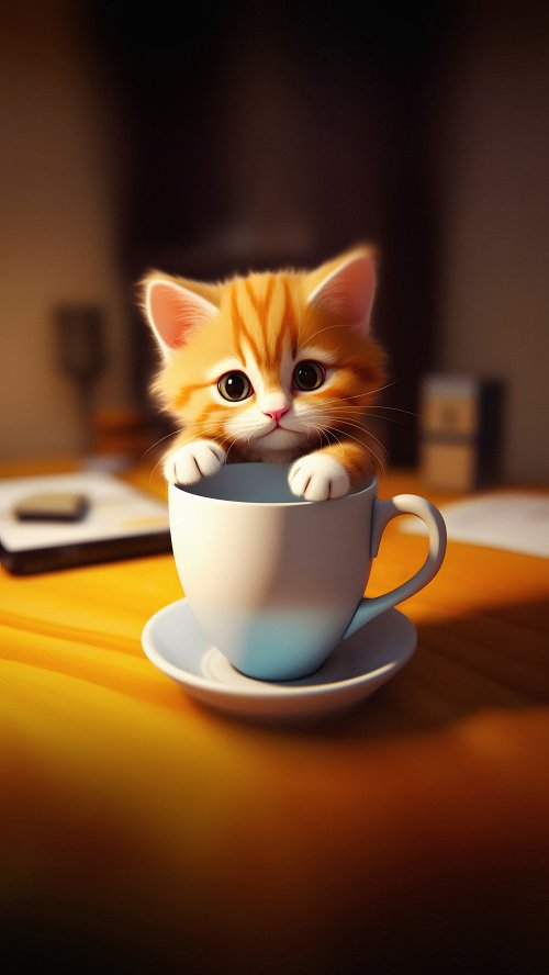 Kitten in Coffee Cup