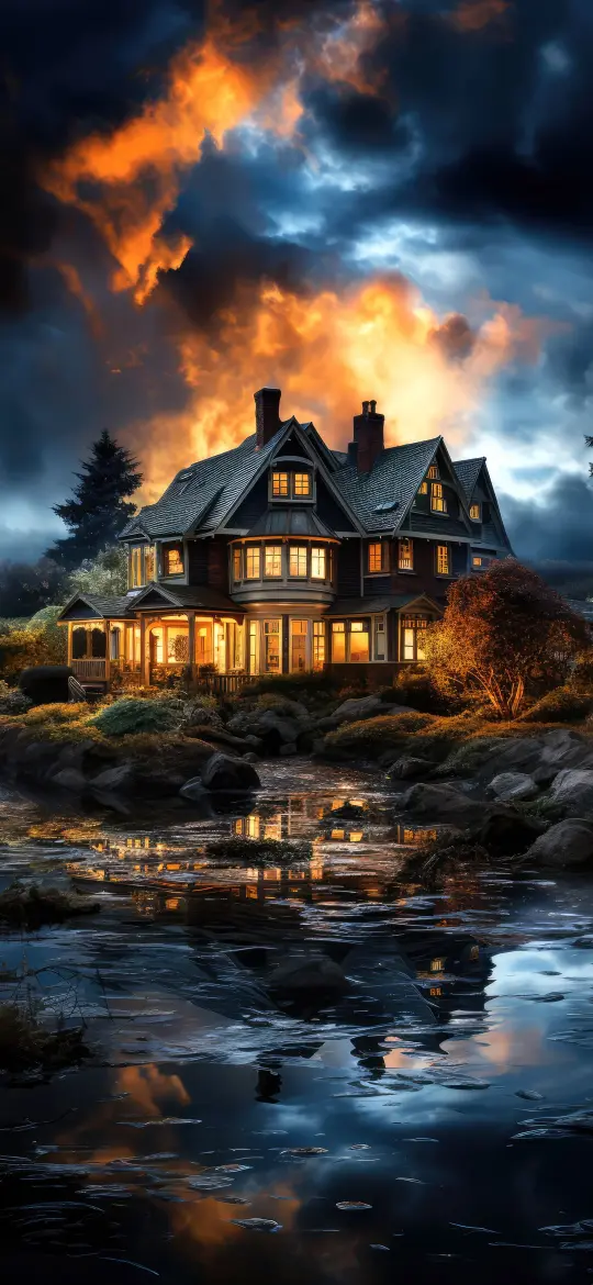 Lakeside Manor at Dusk - Related OpersCraft wallpaper