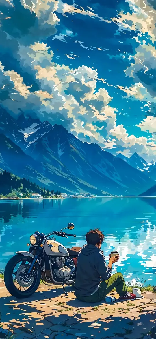 Lakeside Motorcycle Serenity - Related OpersCraft wallpaper