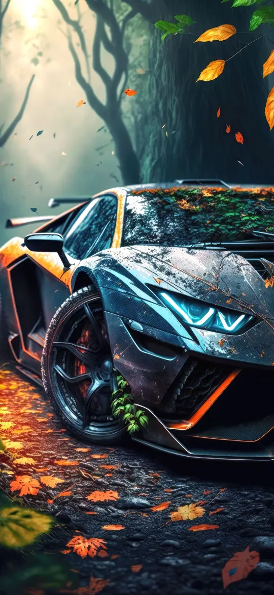 Lamborghini in Autumn Forest