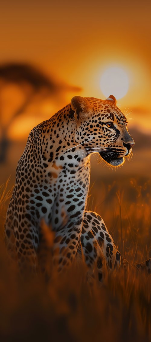 Leopard at Sunset - animals Wallpaper