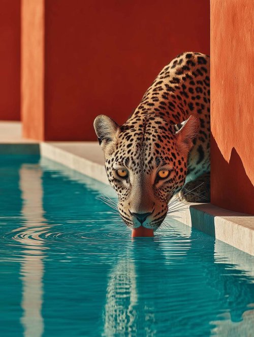 Leopard Drinks Poolside - Related OpersCraft wallpaper