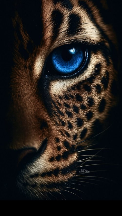 Leopard's Intense Blue Eye